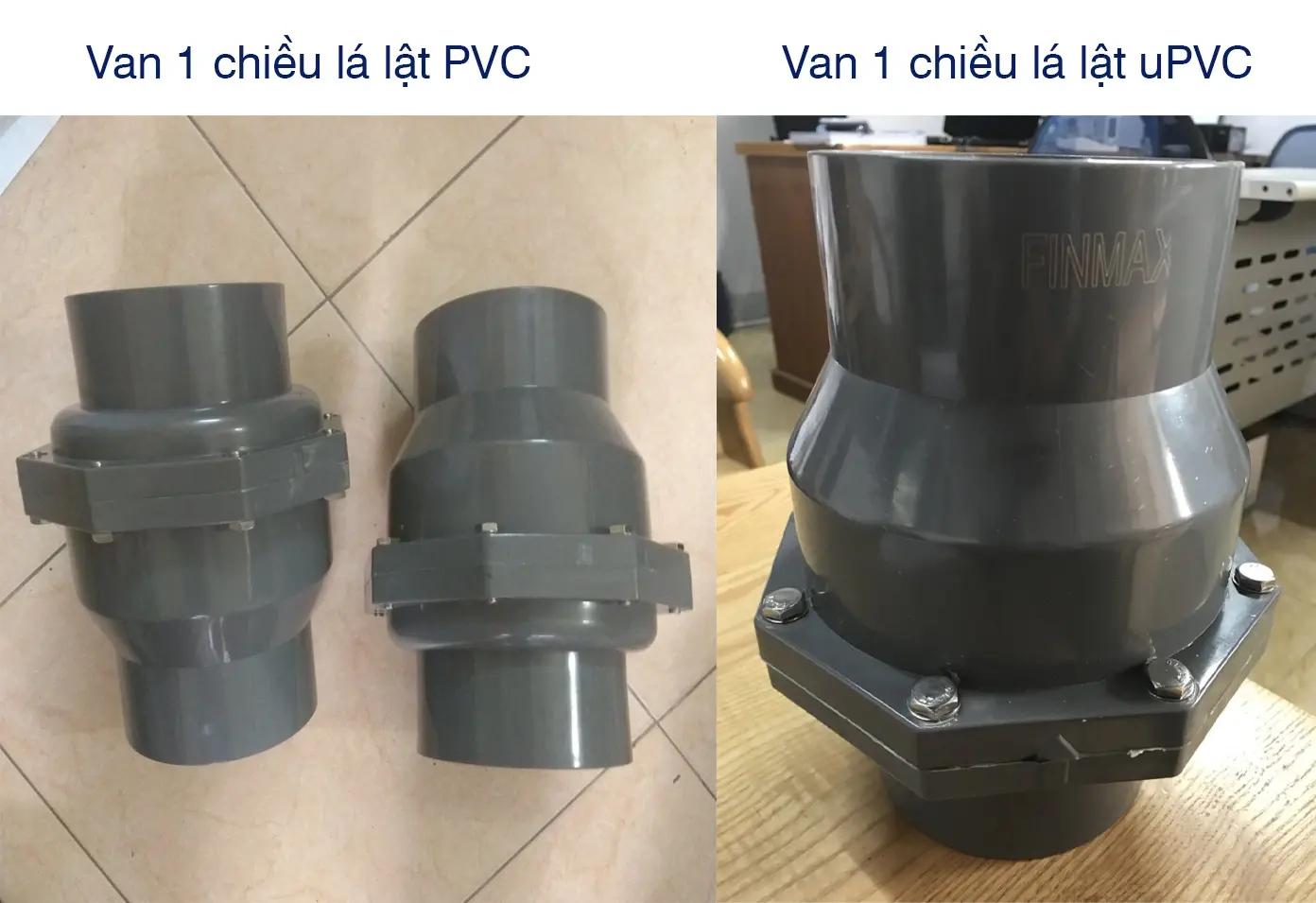 Hình ảnh van 1 chiều lá lật PVC và upvc