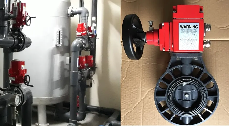 Van bướm nhựa điều khiển điện mặt bích