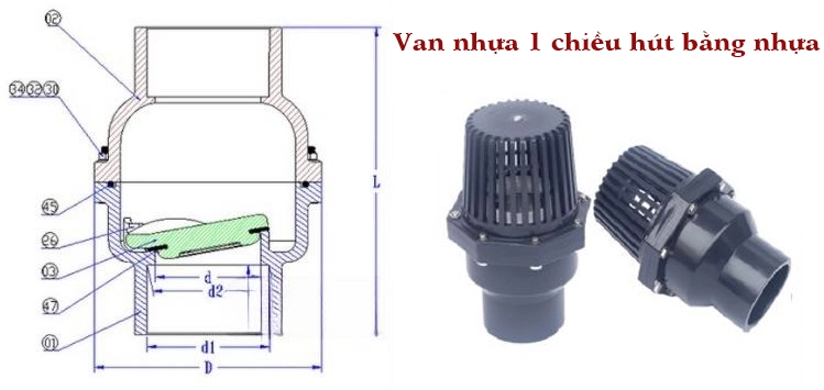 Van nhựa 1 chiều hút bằng nhựa