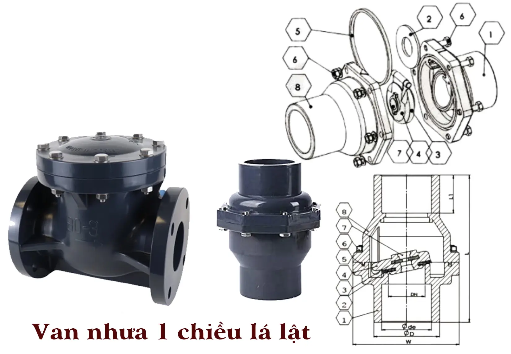 Van nhựa 1 chiều lá lật