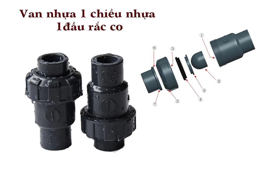 Van nhựa 1 chiều nhựa 1 đầu rắc co