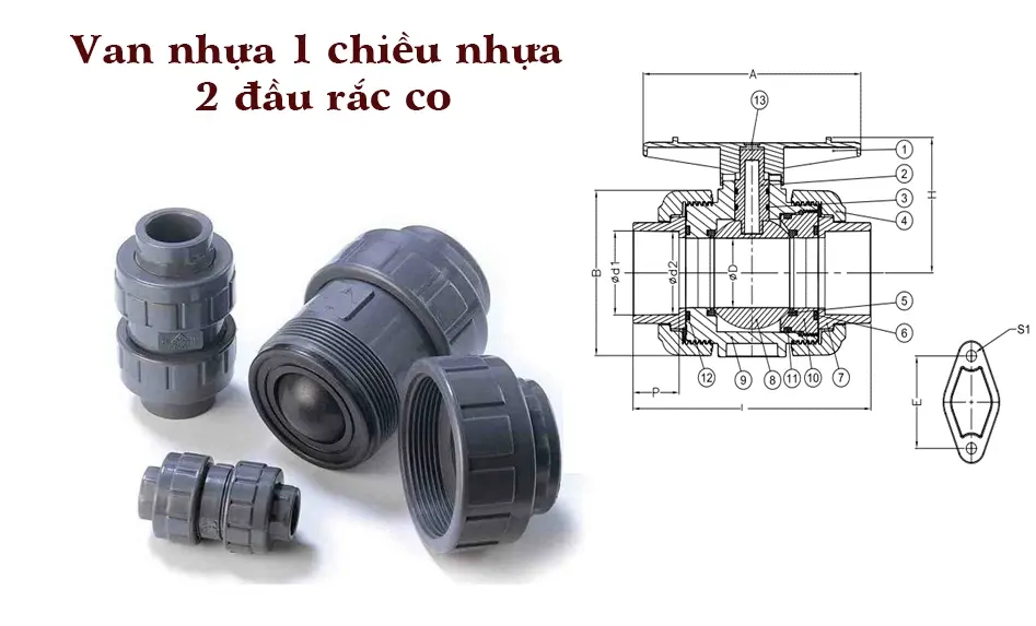 Van nhựa 1 chiều nhựa 2 đầu rắc co