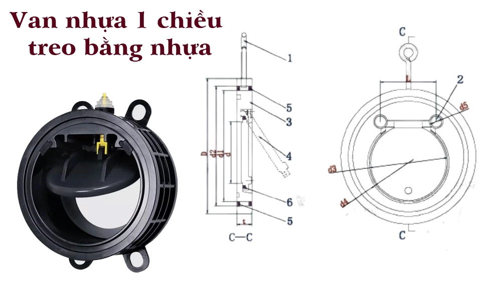 Van nhựa 1 chiều treo bằng nhựa