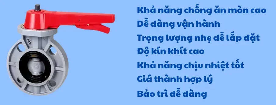 Ưu điểm của van bướm nhựa tay gạt cPVC