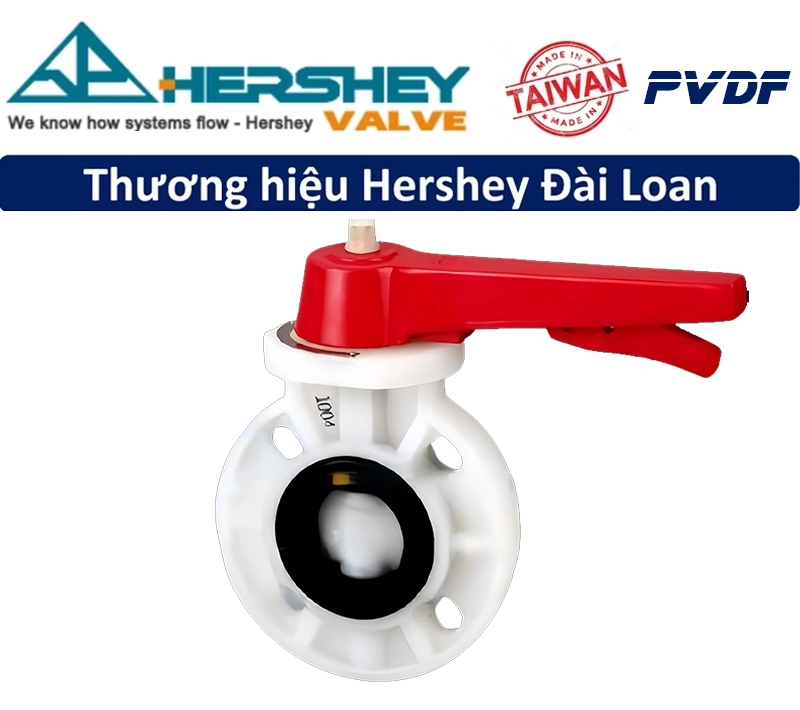 Van bướm nhựa tay quay Hershey PVDF