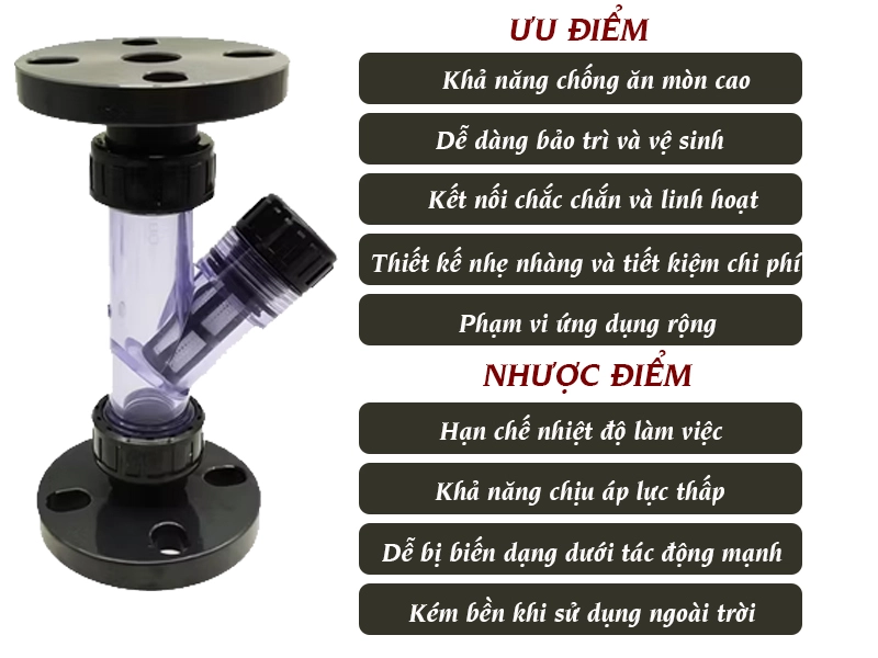 Ưu điểm và nhược điểm của y lọc nhựa trong mặt bích