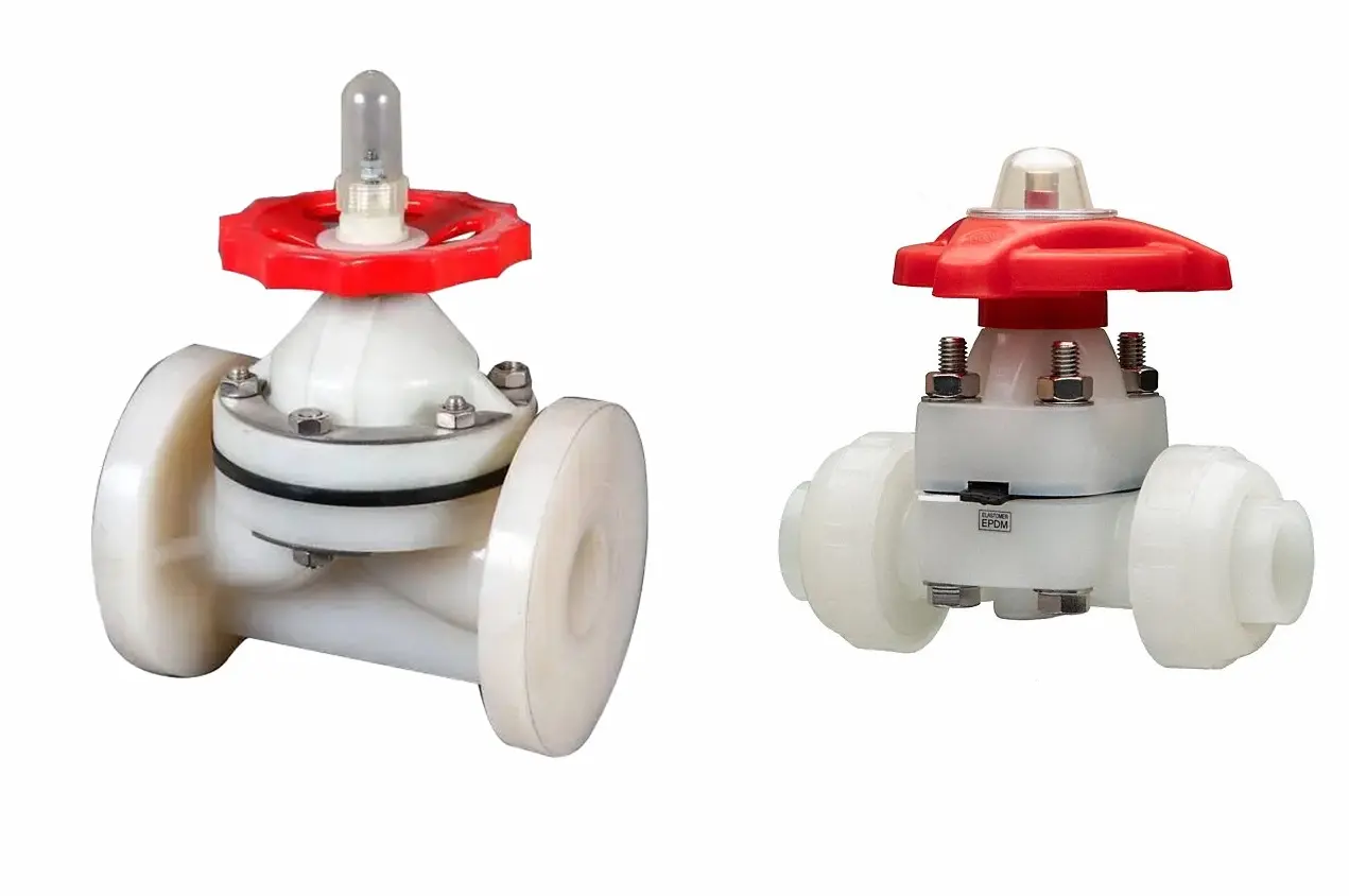 Van màng nhựa PVDF kết nối rắc co và mặt bích