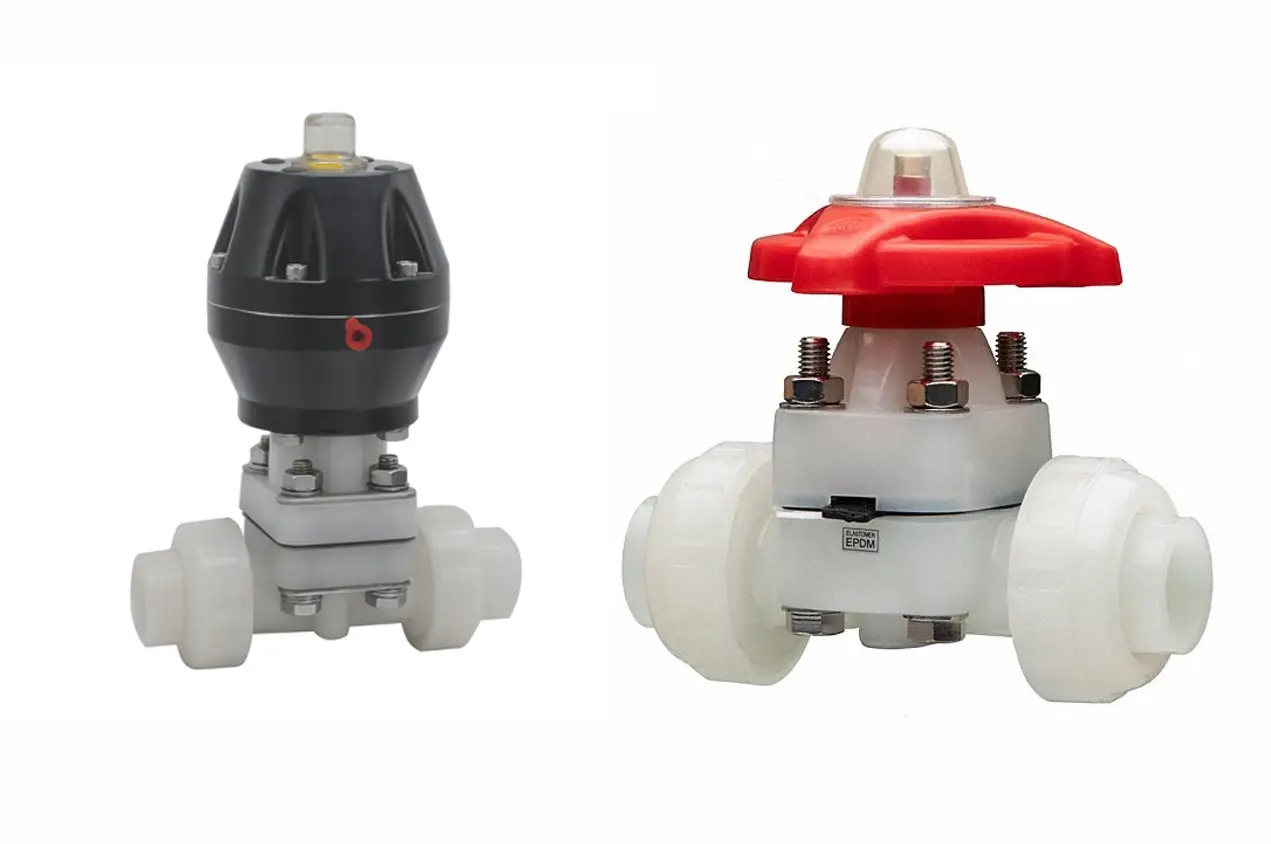 Van màng nhựa PVDF tay quay và khí nén