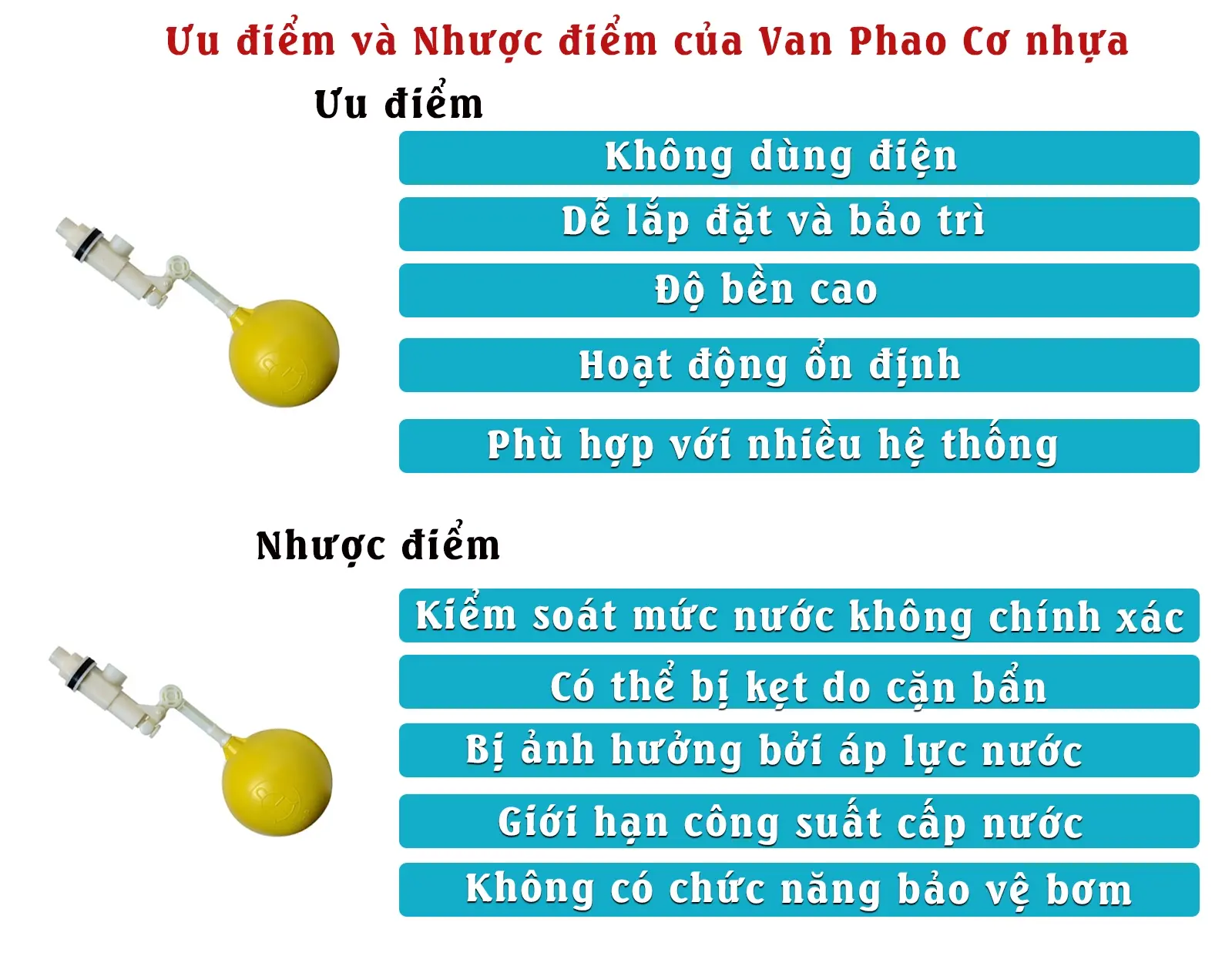 Ưu điểm và Nhược điểm của Van Phao Cơ nhựa