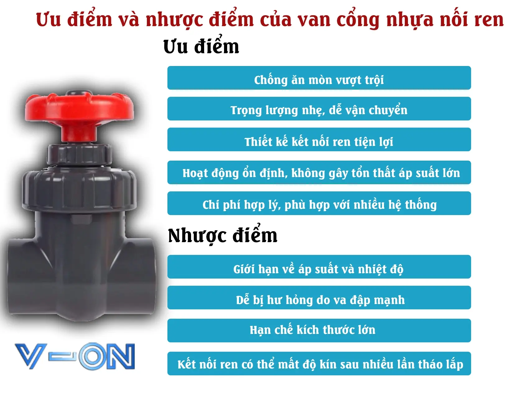 Ưu điểm và nhược điểm của van cổng nhựa nối ren