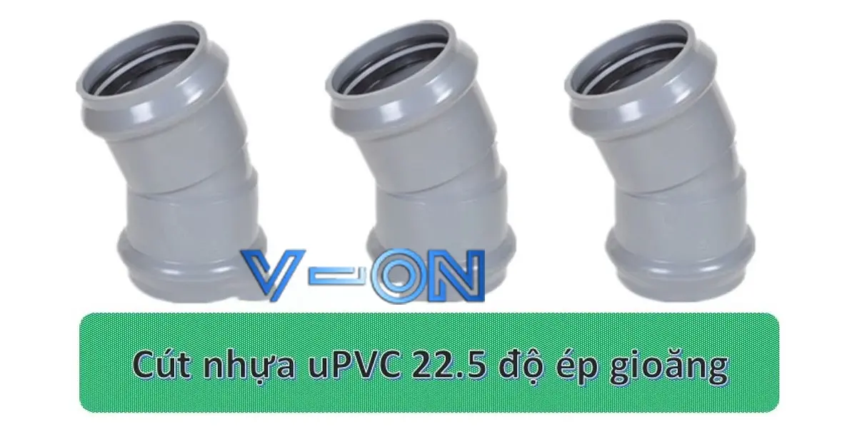 Hình Ảnh Cút nhựa uPVC 22.5 độ ép gioăng