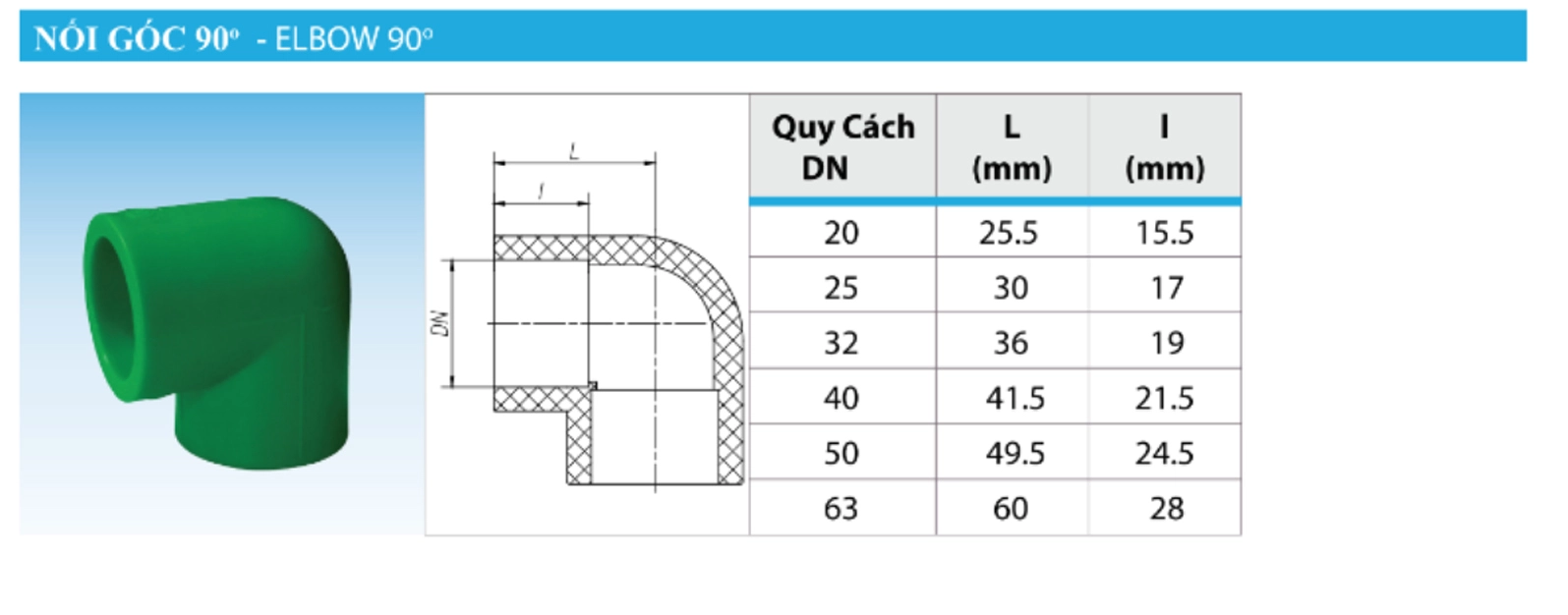 Hình ảnh cấu tạo và thông số cut 90 PPR