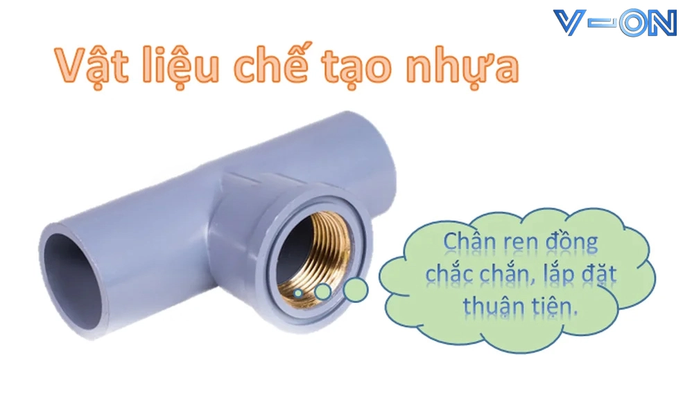 Hình ảnh tê nhựa uPVC ren trong đồng