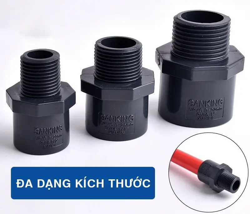 Nối ren ngoài nhựa uPVC – Đa dạng kích cỡ, phù hợp mọi nhu cầu