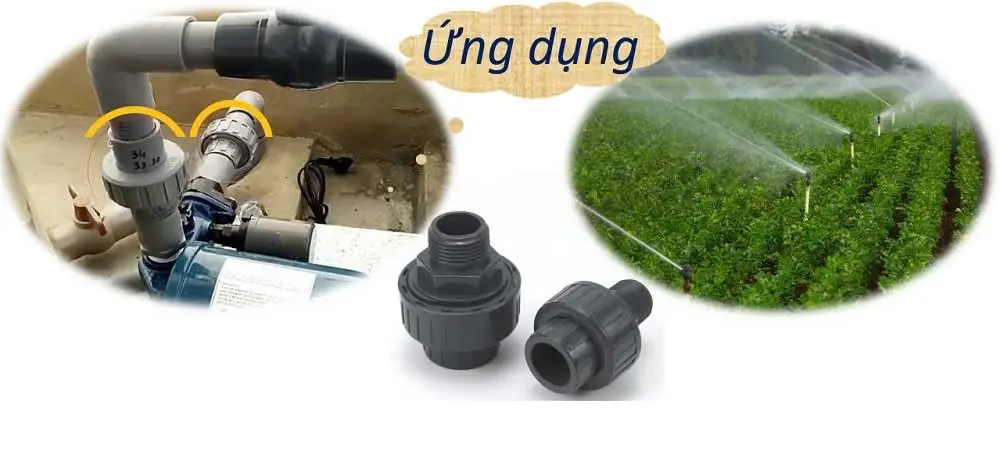 Ứng dụng rắc co nhựa uPVC đầu ren ngoài-dán keo