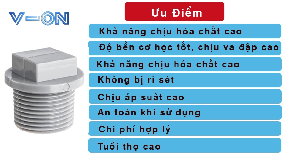 Ưu điểm của nút bị ren ngoài PVC
