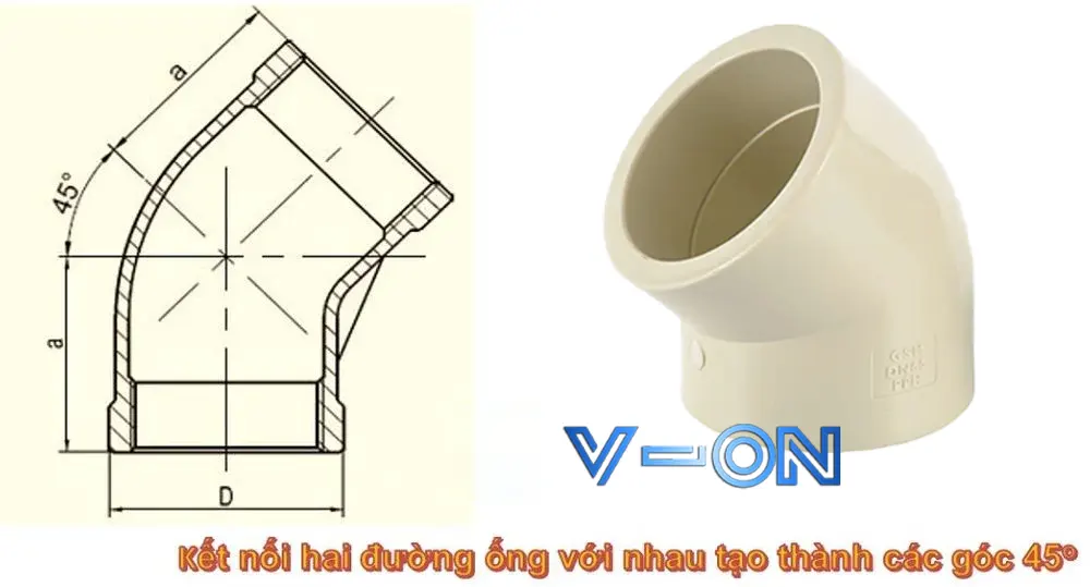Cấu tạo cút 45 độ PPH