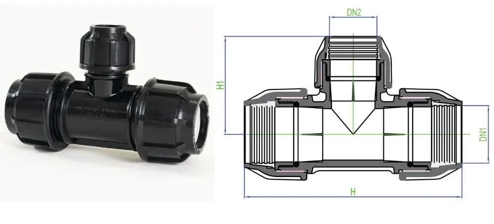 Cấu tạo và Kích cỡ của tê chuyển bậc HDPE Dekko