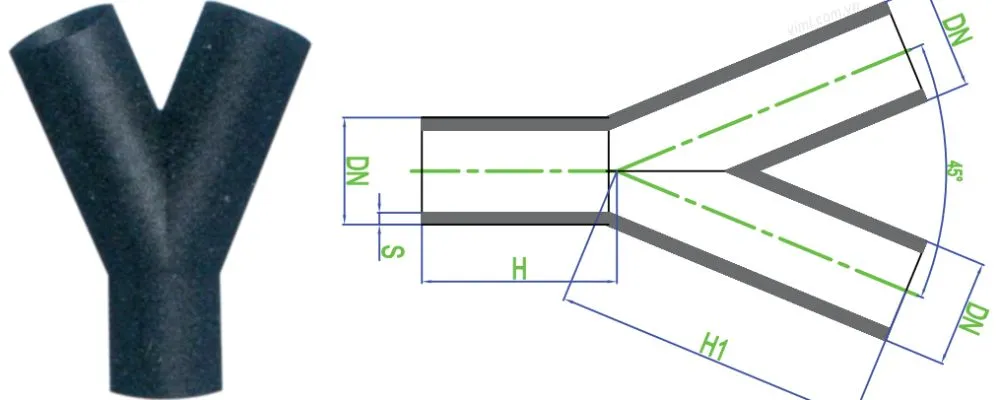 Kích thước y cân hàn 45 độ Dekko HDPE