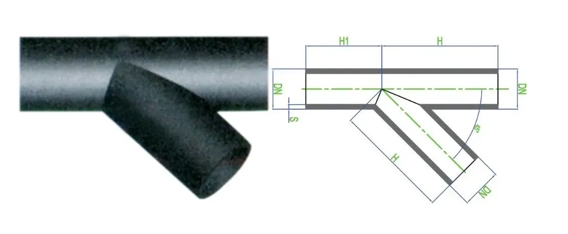 Kích thước y lệch hàn 45 độ Dekko HDPE