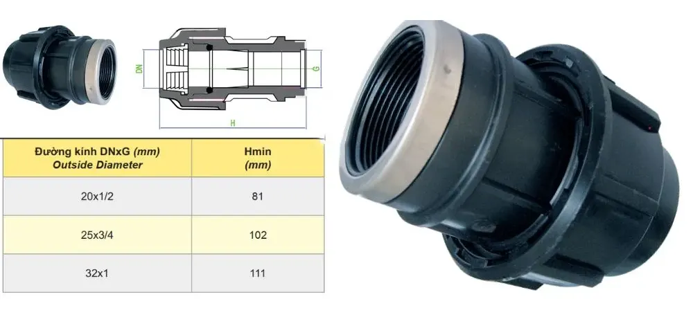 Nối ren trong HDPE Dekko