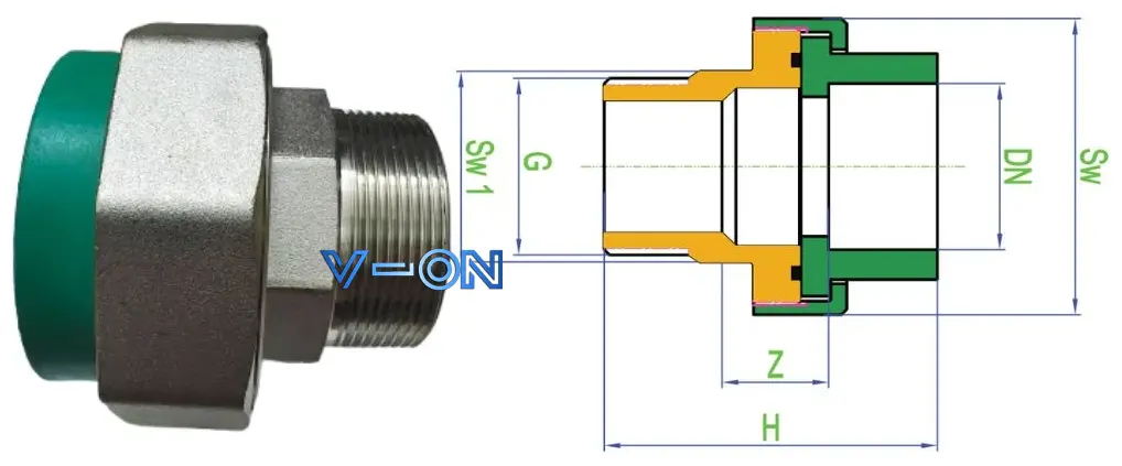 Thông số rắc co ren ngoài PPR Dekko