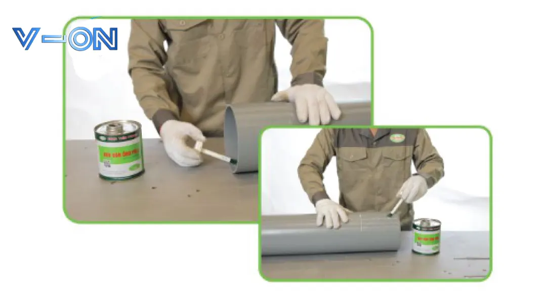 Bước 4: Bôi keo dán PVC Tiền Phong