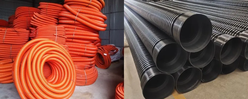 Kho ống HDPE gân xoăn