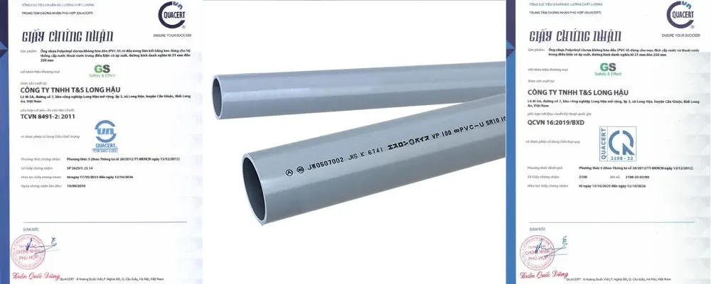 Tiêu chuẩn chất lượng ống cấp thoát nước uPVC GS hệ inch