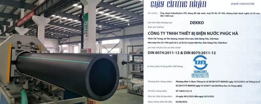 Tiêu chuẩn sản xuất ống HDPE Dekko