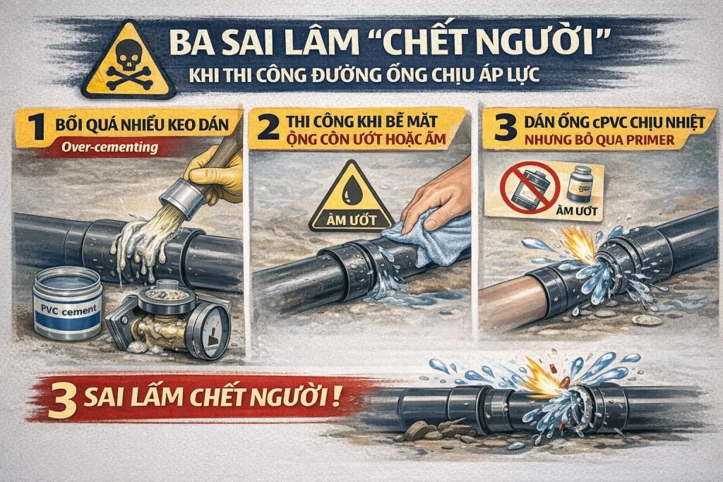 Ba sai lầm “chết người” khi thi công đường ống chịu áp lực