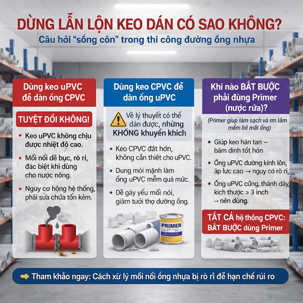 Không nên dùng keo lẫn lộn