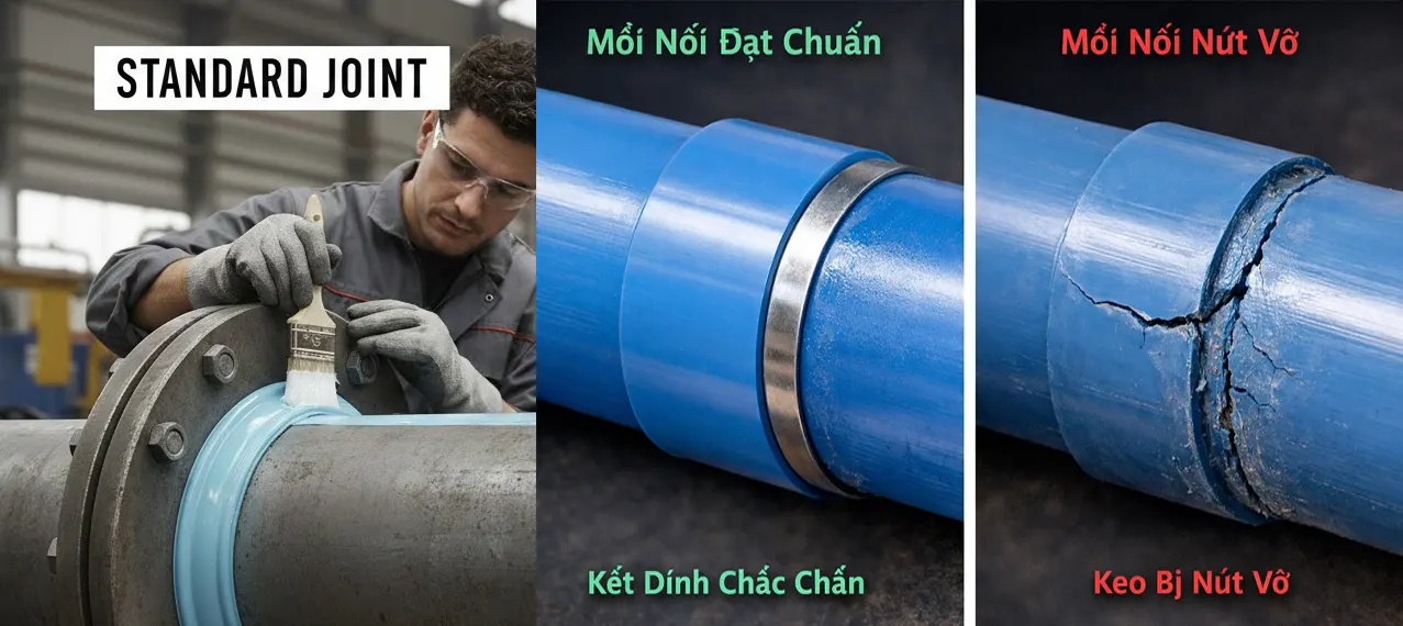 Mối nối đạt chuẩn và mối nối bị nứt vỡ