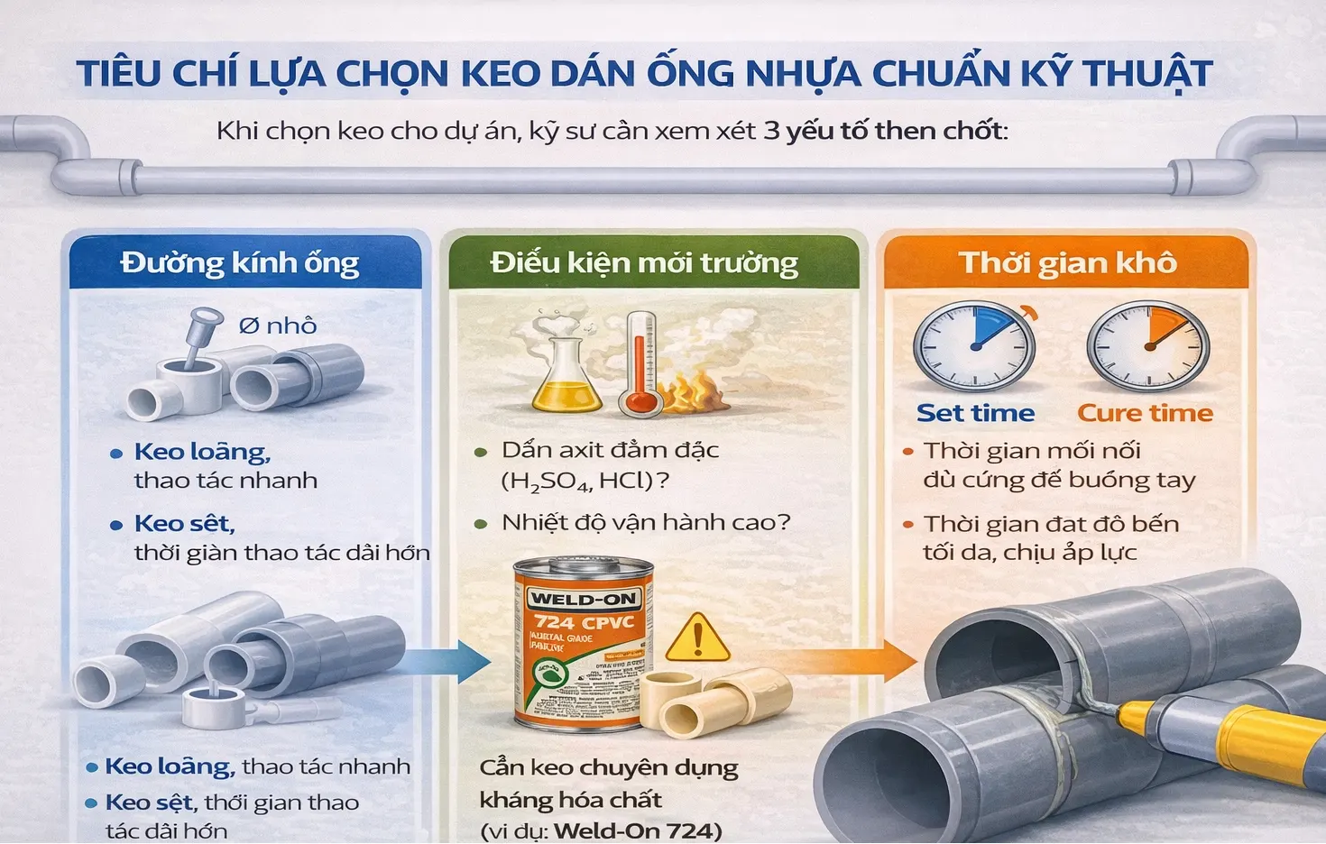Tiêu chí lựa chọn keo dán ống nhựa chuẩn kỹ thuật