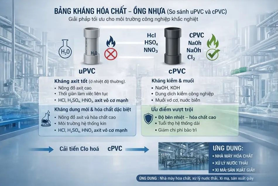 Bảng kháng hóa chất của ống nhựa cPVC