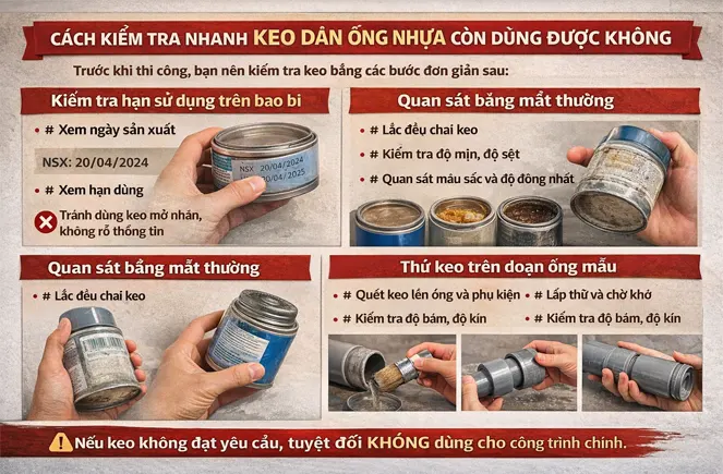 Cách kiểm tra nhanh keo dán ống nhựa còn dùng được không