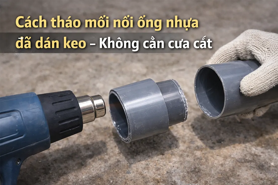 Cách tháo mối nối ống nhựa đã dán keo – Không cần cưa cắt