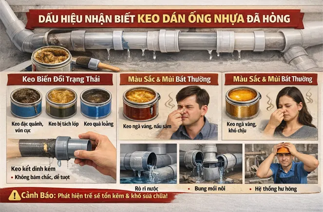 Dấu hiệu nhận biết keo dán ống nhựa đã hỏng