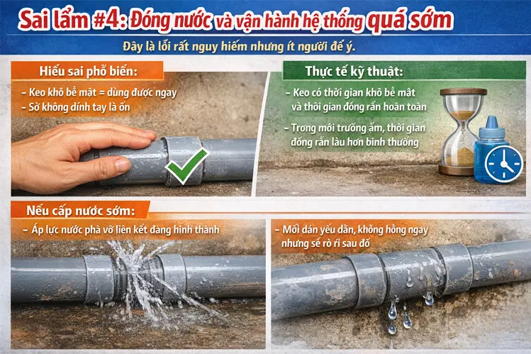 Đóng nước và vận hành hệ thống quá sớm