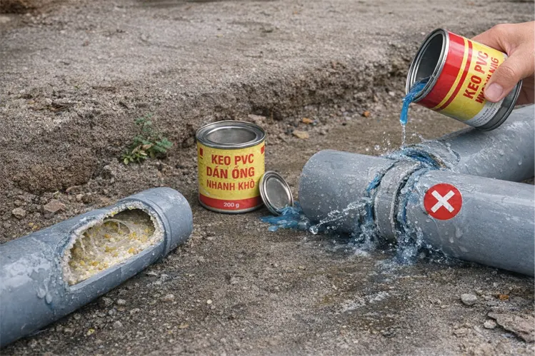 Dùng keo dán không phù hợp cho môi trường ẩm