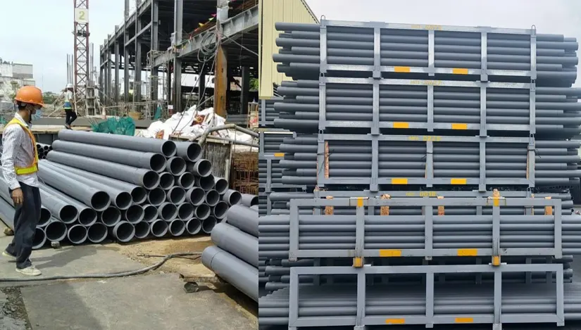 Hình ảnh ống cPVC trong hệ thống dẫn hóa chất nóng