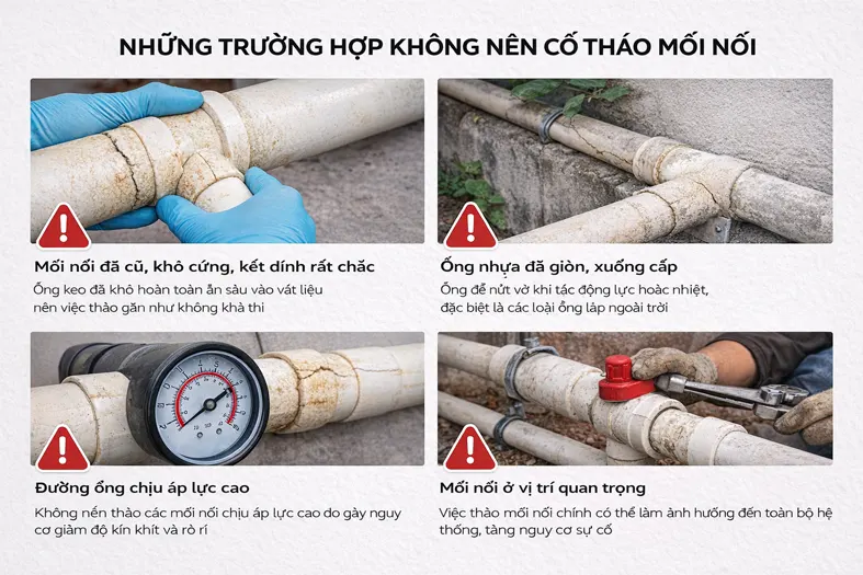 Những trường hợp không nên cố tháo mối nối