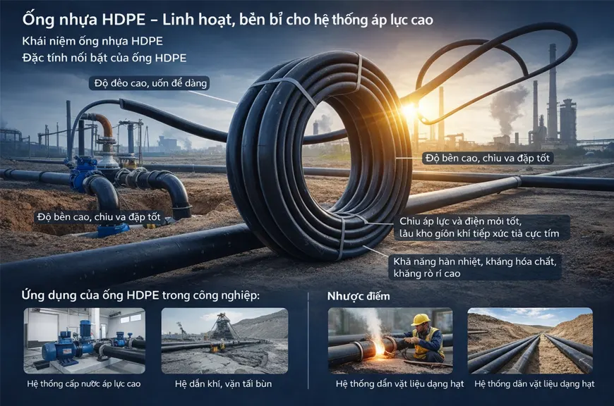 Ống nhựa HDPE – Linh hoạt, bền bỉ cho hệ thống áp lực cao