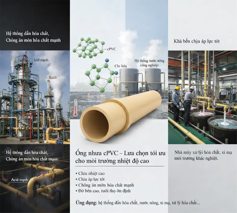 Ống nhựa cPVC – Lựa chọn tối ưu cho môi trường nhiệt độ cao