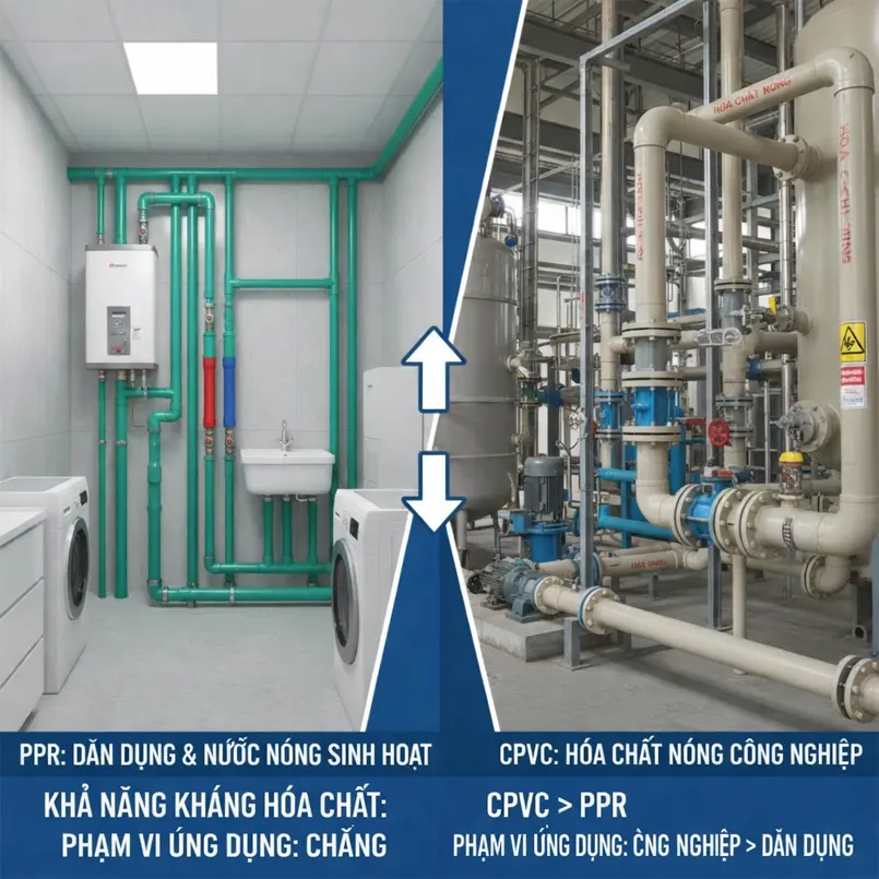 So sánh ống nhựa CPVC với ống PPR
