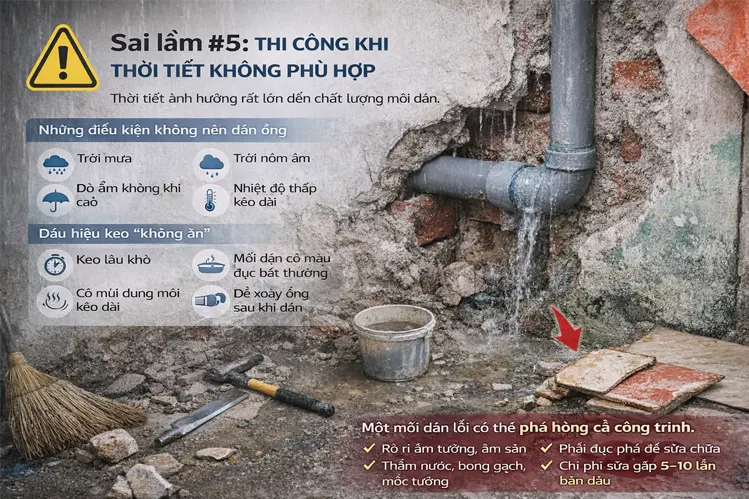 Thi công khi thời tiết không phù hợp