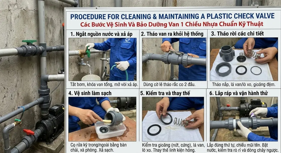 Các Bước Vệ Sinh Và Bảo Dưỡng Van 1 Chiều Nhựa Chuẩn Kỹ Thuật