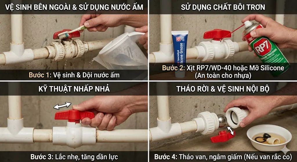 Cách khắc phục tay gạt van bi nhựa bị cứng hiệu quả nhất