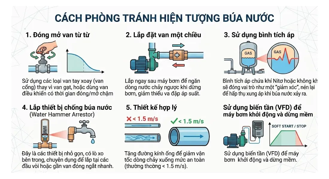 Cách phòng tránh hiện tượng búa nước