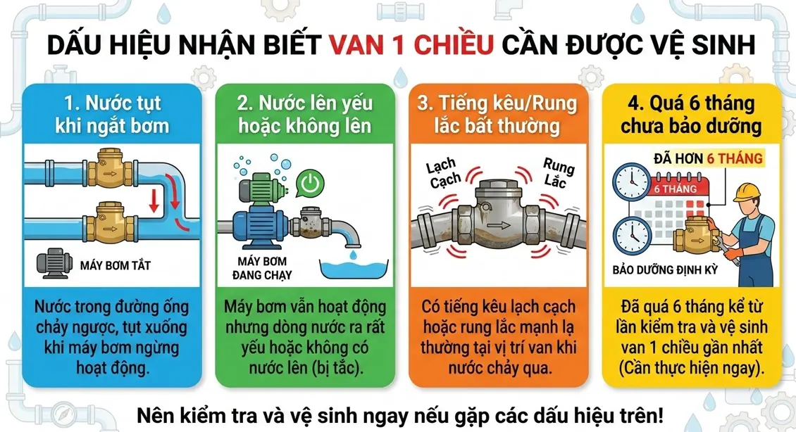 Dấu Hiệu Nhận Biết Van 1 Chiều Cần Được Vệ Sinh